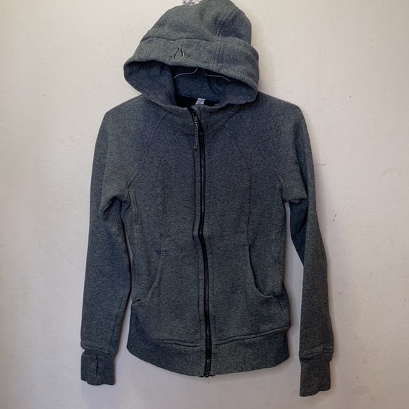 Lululemon Scuba Hoodie Light Cotton Fleece Heathered Speckled Black Size 2 - Picture 8 of 12